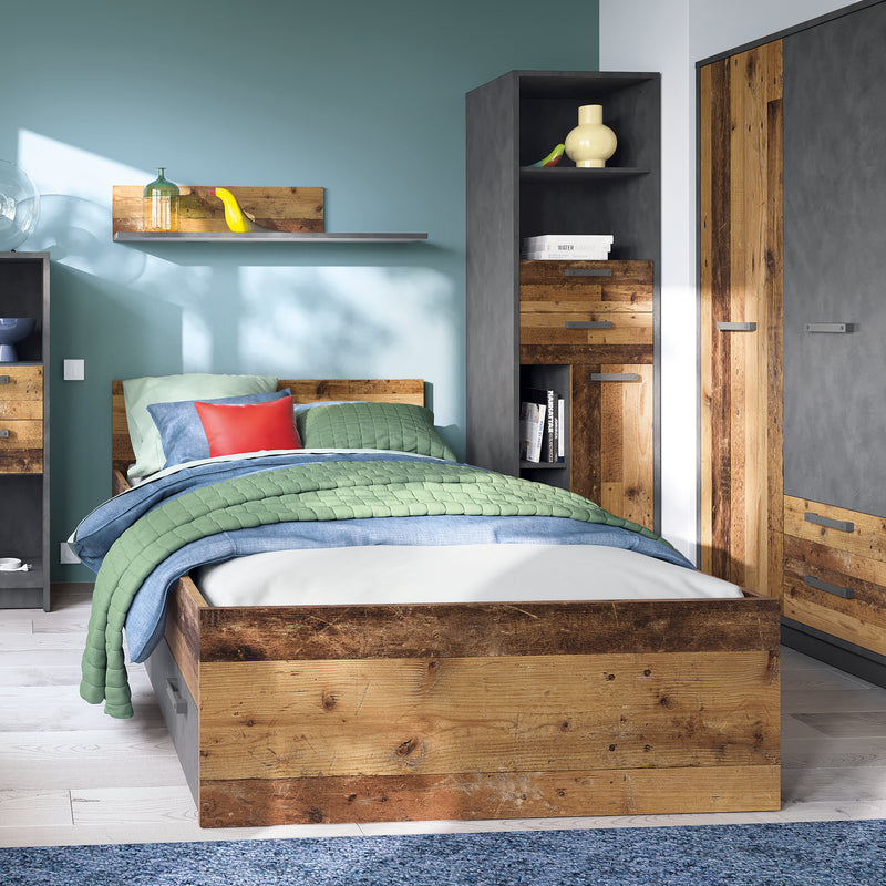 Brooklyn 2 Door Wardrobe with 2 Drawers in Walnut and Dark Matera Grey – image 3