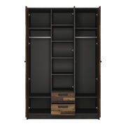Brooklyn 3 Door Wardrobe with 2 Drawers in Walnut and Dark Matera Grey – image 2