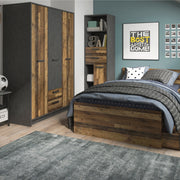 Brooklyn 3 Door Wardrobe with 2 Drawers in Walnut and Dark Matera Grey – image 3