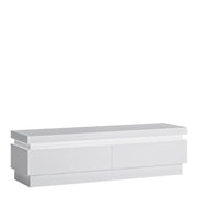 Lyon 2 Drawer TV Cabinet (including LED lighting) in White and High Gloss – image 1