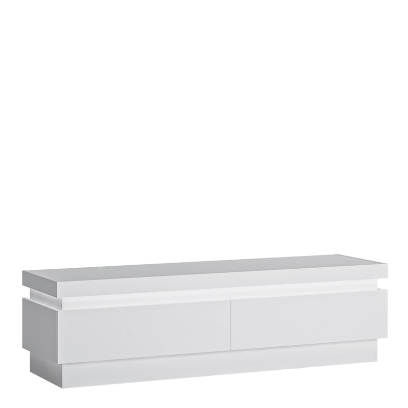 Lyon 2 Drawer TV Cabinet (including LED lighting) in White and High Gloss – image 1