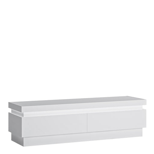 Lyon 2 Drawer TV Cabinet (including LED lighting) in White and High Gloss – image 1