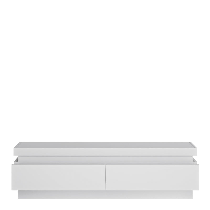 Lyon 2 Drawer TV Cabinet (including LED lighting) in White and High Gloss – image 2