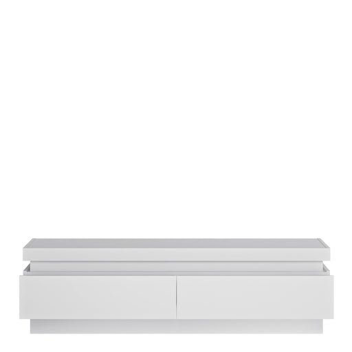 Lyon 2 Drawer TV Cabinet (including LED lighting) in White and High Gloss – image 2