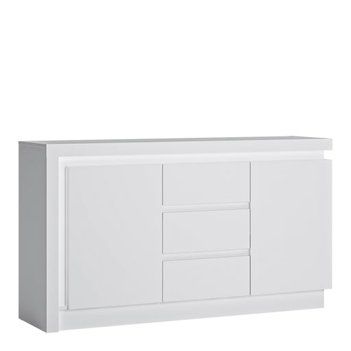 Lyon 2 Door 3 Drawer Sideboard (including LED lighting) in White and High Gloss – image 1