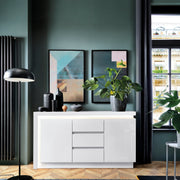 Lyon 2 Door 3 Drawer Sideboard (including LED lighting) in White and High Gloss – image 3