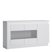 Lyon 3 Door Glazed Sideboard (including LED lighting) in White and High Gloss – image 1