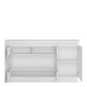 Lyon 3 Door Glazed Sideboard (including LED lighting) in White and High Gloss – image 2
