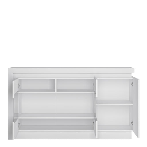 Lyon 3 Door Glazed Sideboard (including LED lighting) in White and High Gloss – image 2