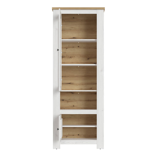 Celesto 2 Door Display Cabinet inc. 2x LED Lights in White and Oak – image 1