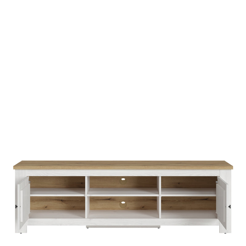 Celesto 2 Door Wide TV Unit in White and Oak (189cm) – image 2