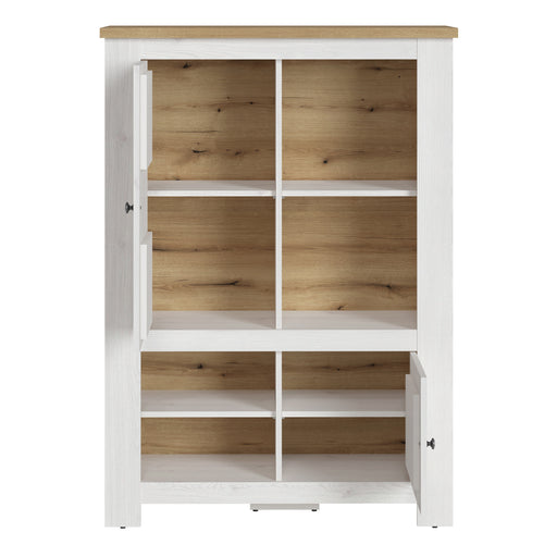 Celesto 2 Door 4 Shelves Display Cabinet inc. 2x LED Lights in White and Oak – image 1