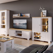 Celesto 2 Door 4 Shelves Display Cabinet inc. 2x LED Lights in White and Oak – image 2