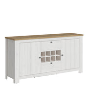 Celesto 2 Door 2 Drawer Sideboard with Wine Rack in White and Oak – image 1