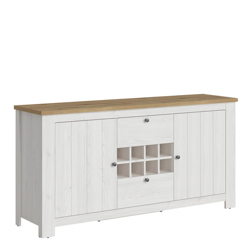 Celesto 2 Door 2 Drawer Sideboard with Wine Rack in White and Oak – image 1