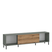 Darwin TV Cabinet 1 Door 50cm High in Green/Oak – image 1