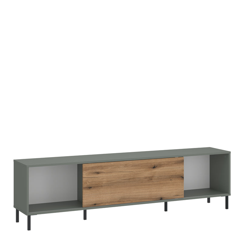 Darwin TV Cabinet 1 Door 50cm High in Green/Oak – image 1