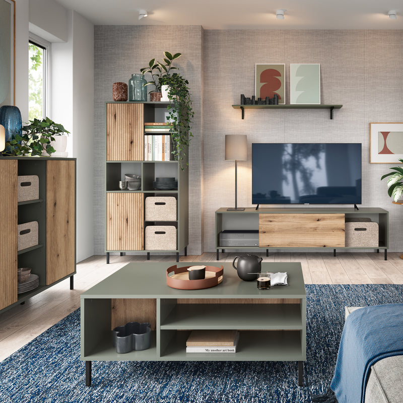 Darwin TV Cabinet 1 Door 50cm High in Green/Oak – image 3