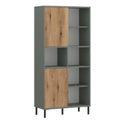 Darwin Bookcase 2 Door in Green/Oak – image 1