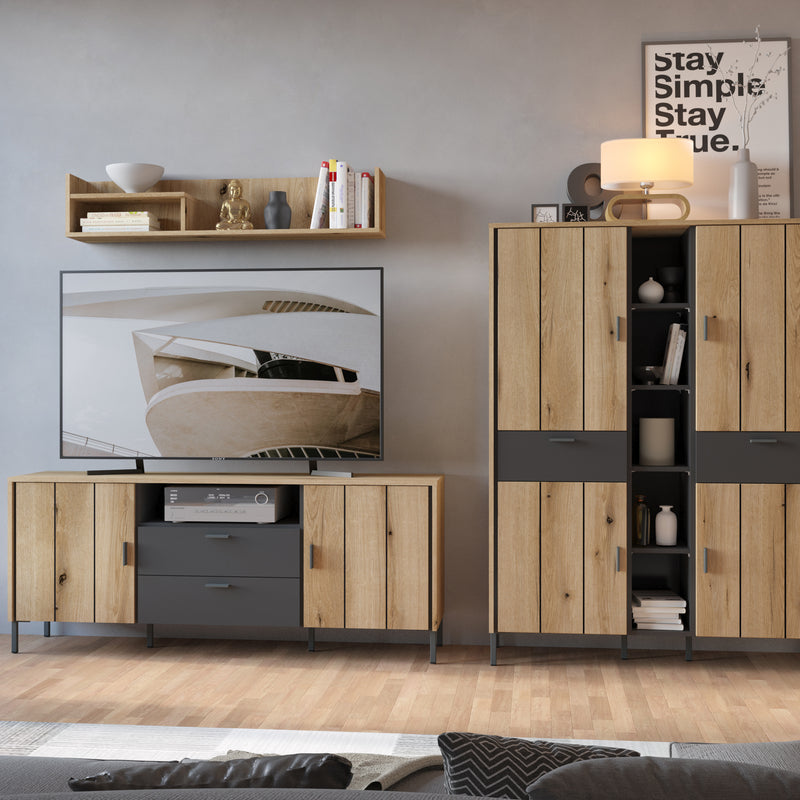 Arundel TV Cabinet 2 Door 2 Drawer Wide – Oak – image 4