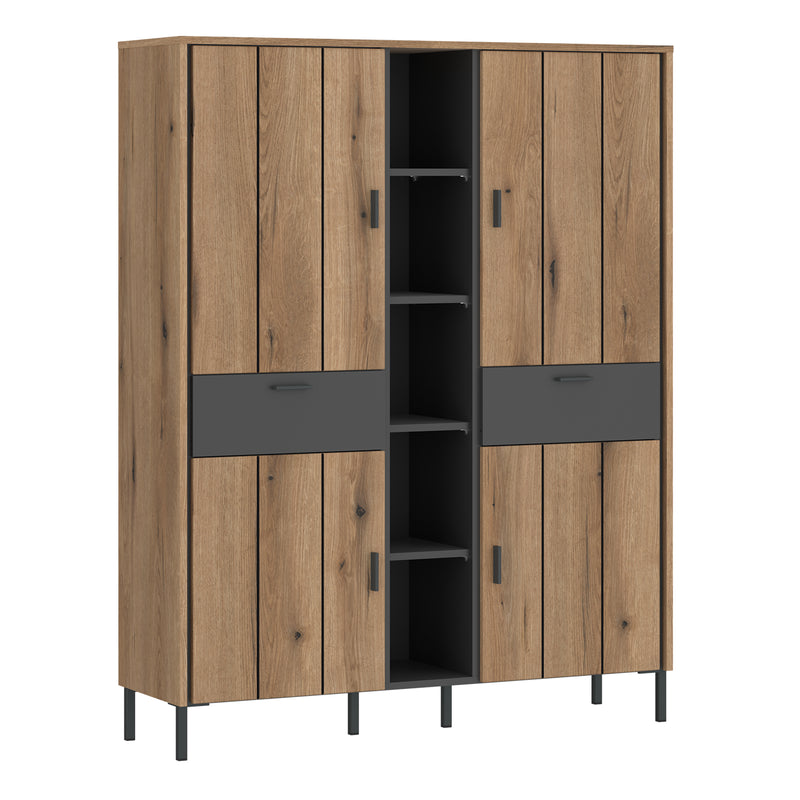 Arundel Wardrobe 4 Door 2 Drawer in Oak/Grey – image 1