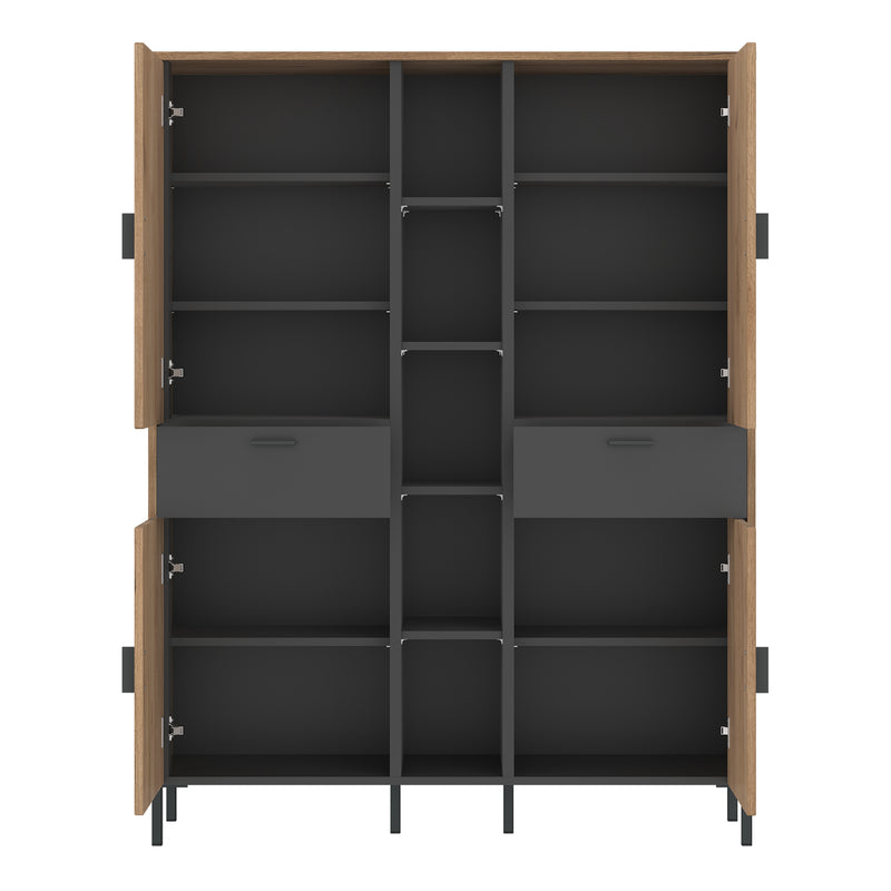 Arundel Wardrobe 4 Door 2 Drawer in Oak/Grey – image 2