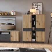 Arundel Wardrobe 4 Door 2 Drawer in Oak/Grey – image 4