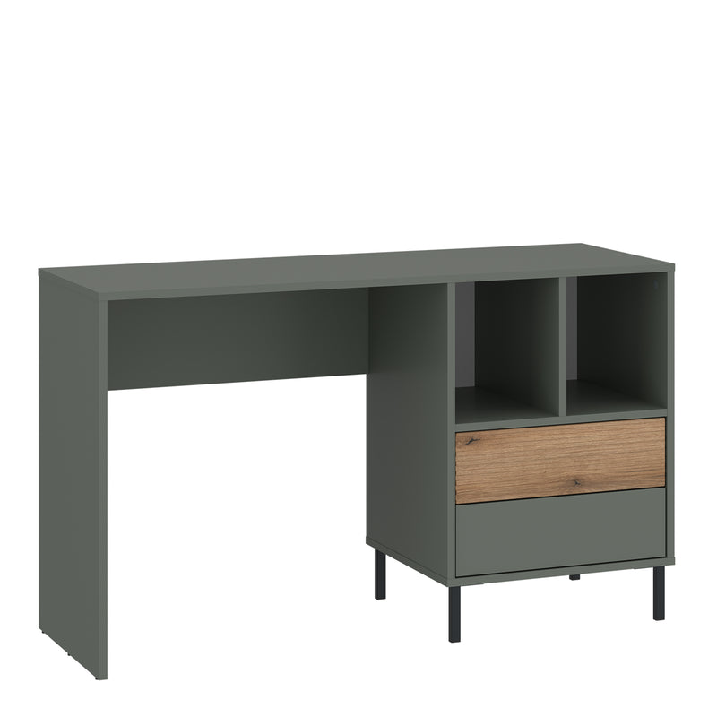 Darwin Desk 2 Drawer in Green/Oak – image 1
