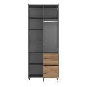 Darwin Wardrobe 2 Door 2 Drawer in Green/Oak – image 2