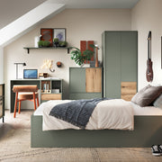 Darwin Wardrobe 2 Door 2 Drawer in Green/Oak – image 4