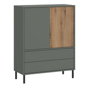 Darwin Sideboard 2 Door 2 Drawer in Green/Oak – image 1