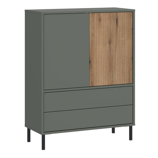 Darwin Sideboard 2 Door 2 Drawer in Green/Oak – image 1