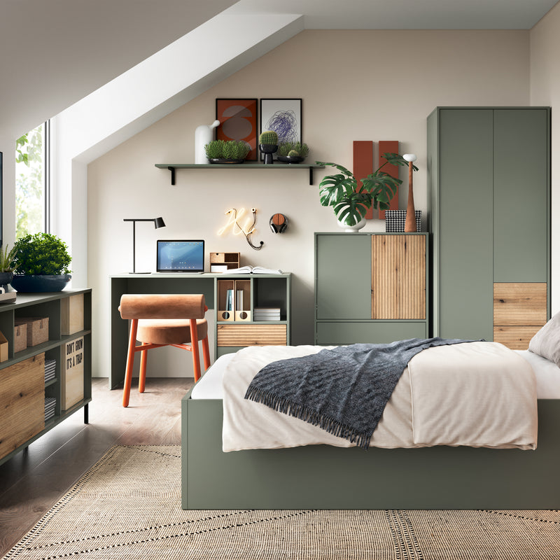 Darwin Sideboard 2 Door 2 Drawer in Green/Oak – image 3