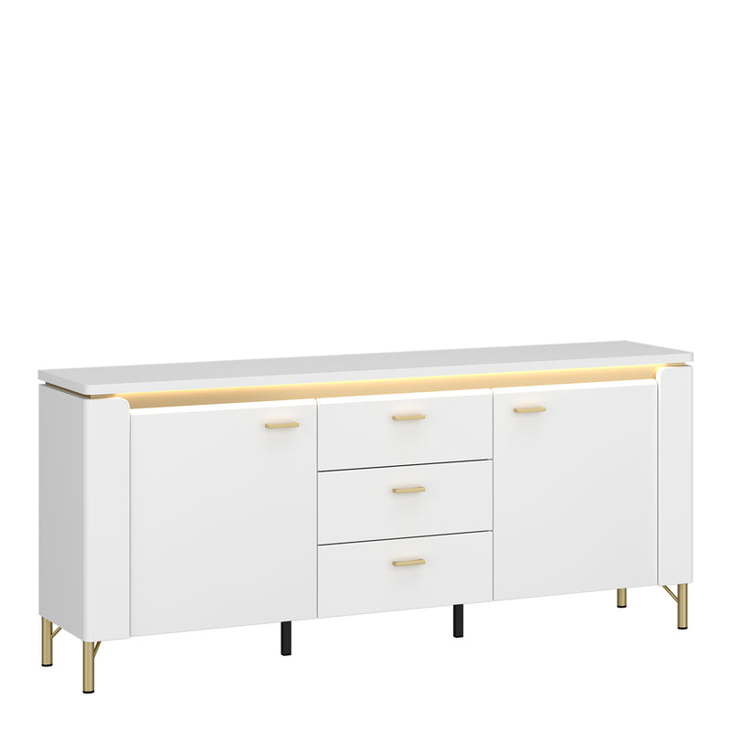Lazio TV Cabinet 2 Door 3 Drawer in Alpine White/White Gloss – image 1