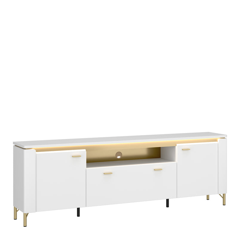 Lazio TV Cabinet 2 Door 1 Drawer in Alpine White/White Gloss – image 1