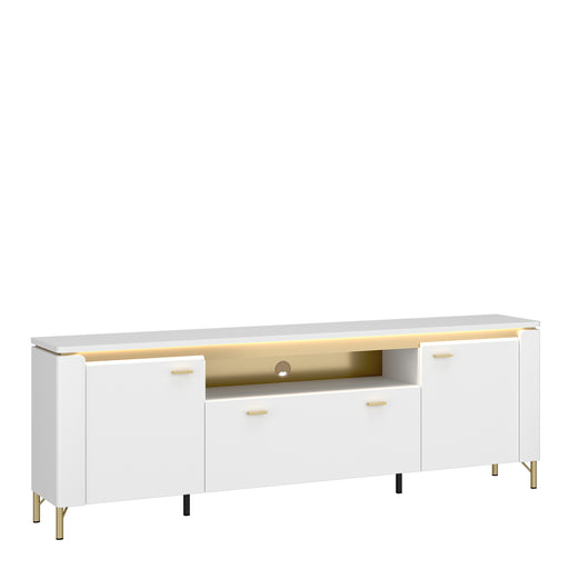 Lazio TV Cabinet 2 Door 1 Drawer in Alpine White/White Gloss – image 1
