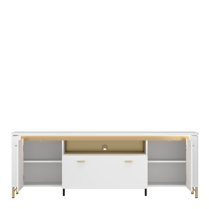 Lazio TV Cabinet 2 Door 1 Drawer in Alpine White/White Gloss – image 2