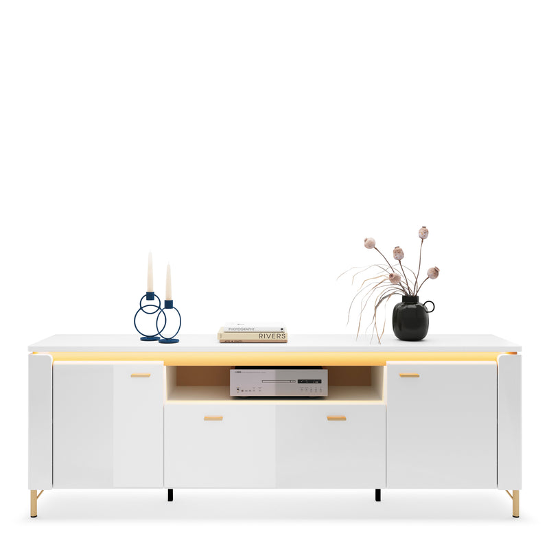Lazio TV Cabinet 2 Door 1 Drawer in Alpine White/White Gloss – image 3