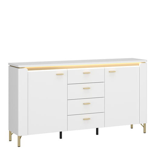 Lazio Sideboard 2 Door 4 Drawer in Alpine White/White Gloss – image 1