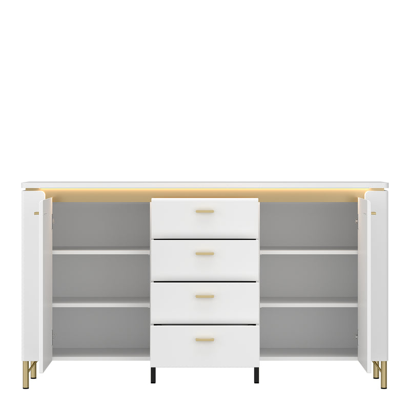 Lazio Sideboard 2 Door 4 Drawer in Alpine White/White Gloss – image 2