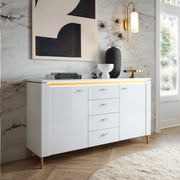 Lazio Sideboard 2 Door 4 Drawer in Alpine White/White Gloss – image 4