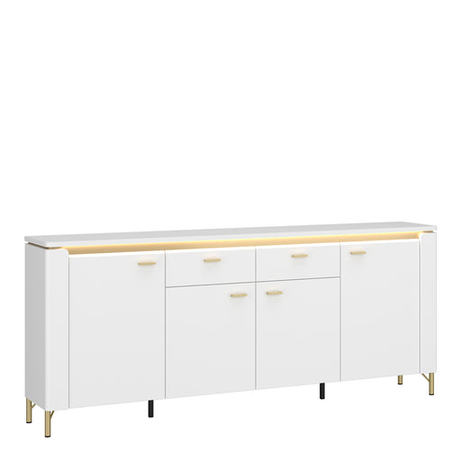 Lazio Sideboard 4 Door 2 Drawer in Alpine White/White Gloss – image 1
