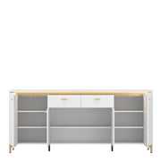 Lazio Sideboard 4 Door 2 Drawer in Alpine White/White Gloss – image 2