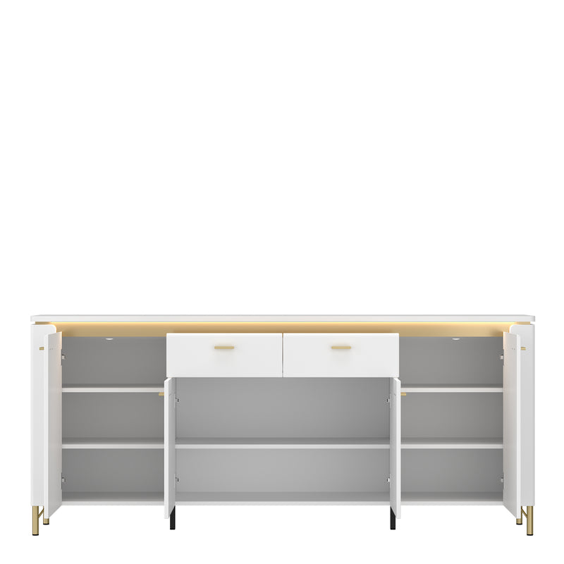 Lazio Sideboard 4 Door 2 Drawer in Alpine White/White Gloss – image 2
