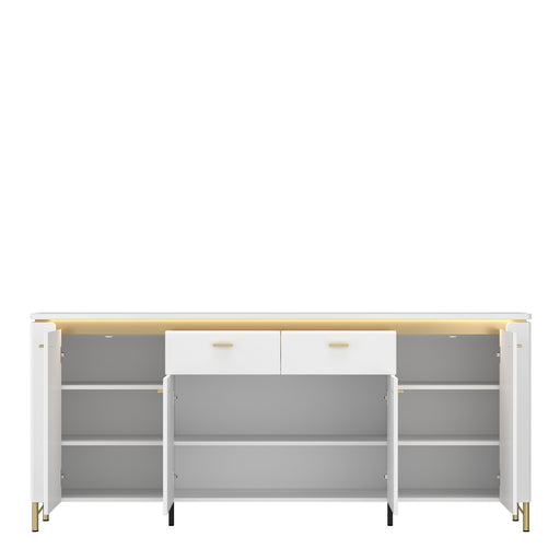 Lazio Sideboard 4 Door 2 Drawer in Alpine White/White Gloss – image 2