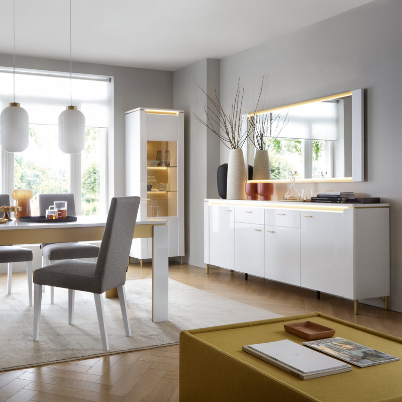Lazio Sideboard 4 Door 2 Drawer in Alpine White/White Gloss – image 3