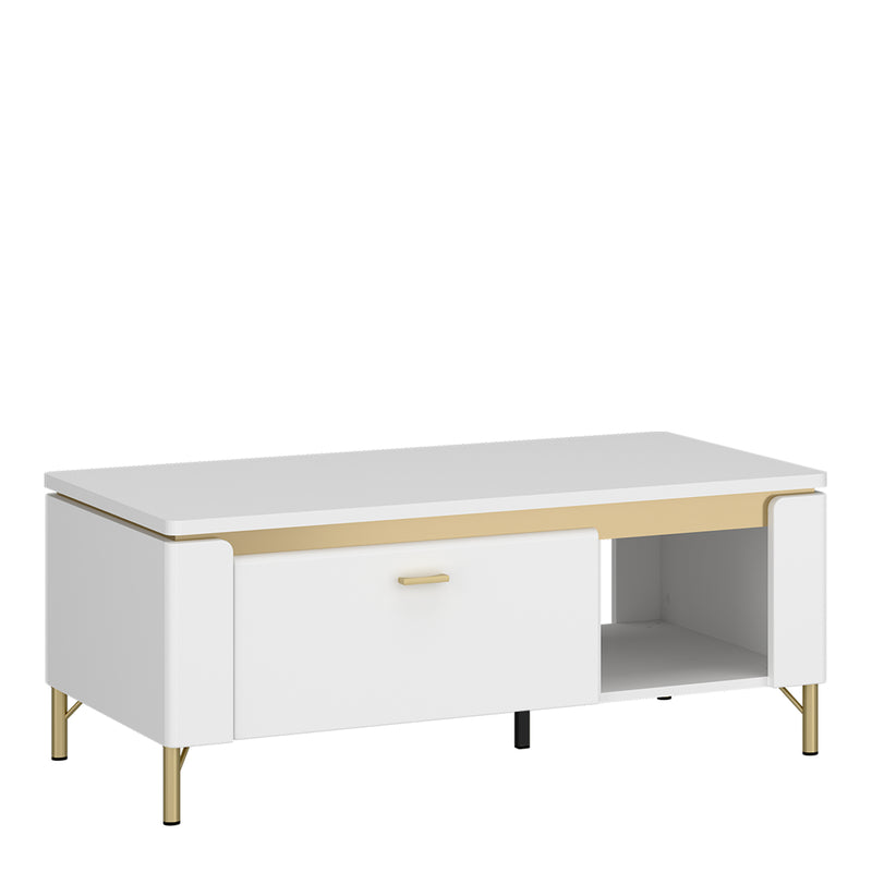Lazio Coffee Table 1 Drawer in Alpine White/White Gloss – image 1