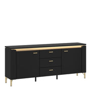 Genoa TV Cabinet 2 Door 3 Drawer 155cm Wide in Black Matt/Gold – image 1