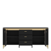 Genoa TV Cabinet 2 Door 3 Drawer 155cm Wide in Black Matt/Gold – image 2
