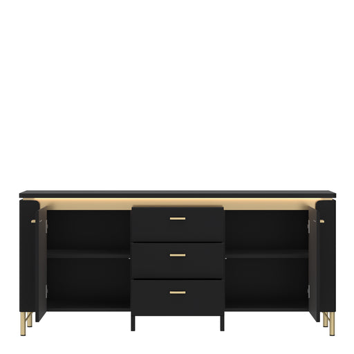 Genoa TV Cabinet 2 Door 3 Drawer 155cm Wide in Black Matt/Gold – image 2